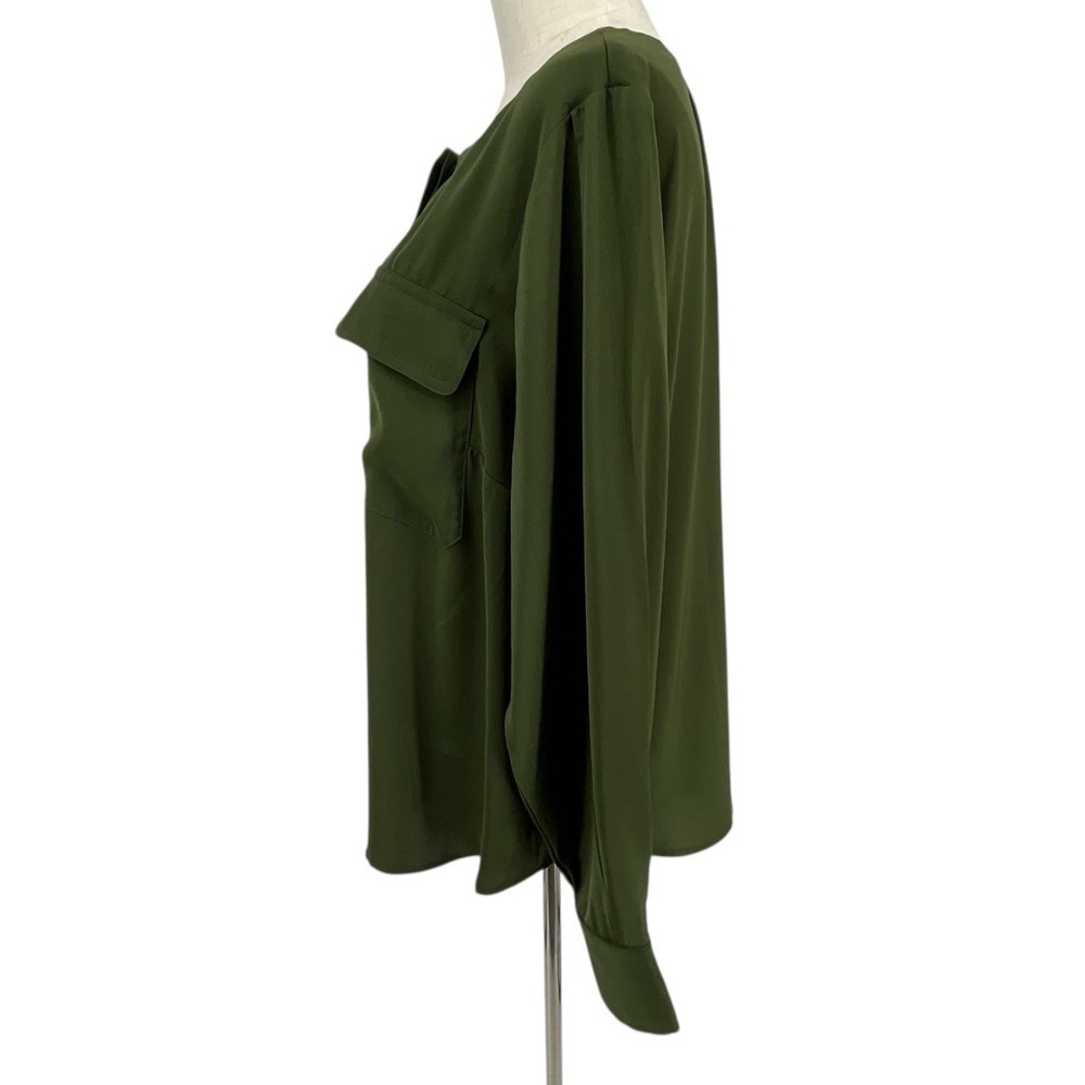 Banana Republic Olive Green Utility Pocket Button Long Sleeve Shirt Womens L - Picture 3 of 9